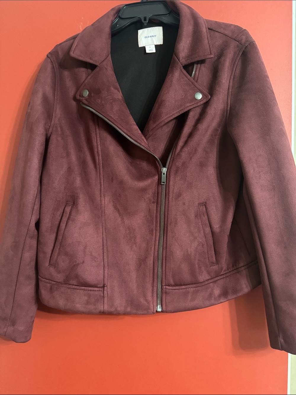Old Navy Women's Wine Suede Moto Jacket